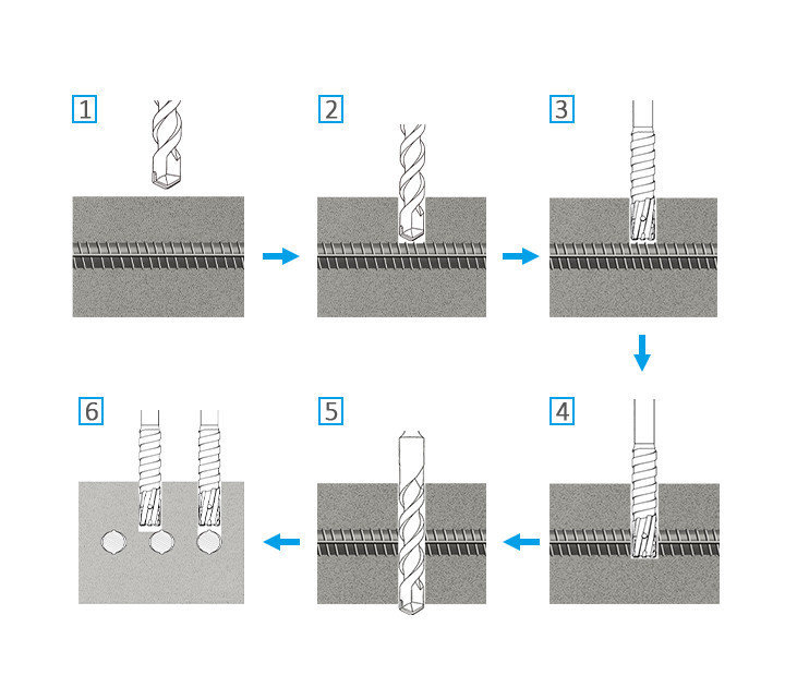 Concrete with deals rebar drill bit