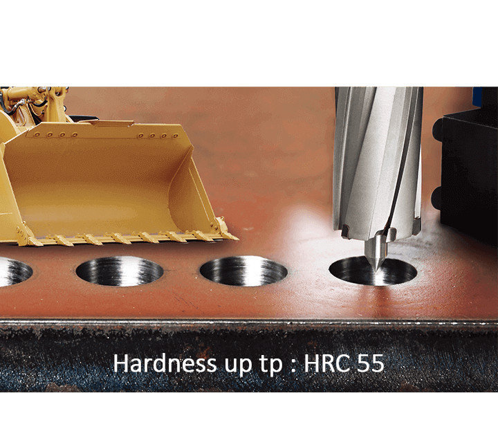 The hardness of the 3keego annular cutter HCR tia coated type is up to HRC55.